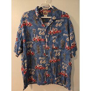 Barnfly Men Shirt Short Sleeves Medium Blue Road 66  Pre-Owned